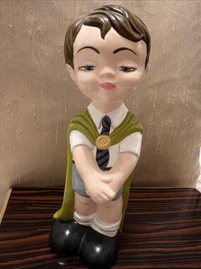 Gare Inc Boy with Cape, Mid Century Ceramic Figurine, Japanese Art